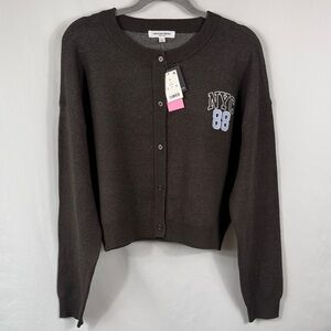 Grayson Threads NWT Dark Grey ButtonUp Cardigan NYC & Teddy Bear Womens Size XL